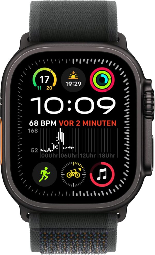 Apple Watch Ultra 2 (GPS + Cellular 49mm) Smart Watch, Sport Watch with Titanium Case in Black and Trail Loop in Black (M/L) Fitness Tracker, Precise GPS, Extra Long Battery Life